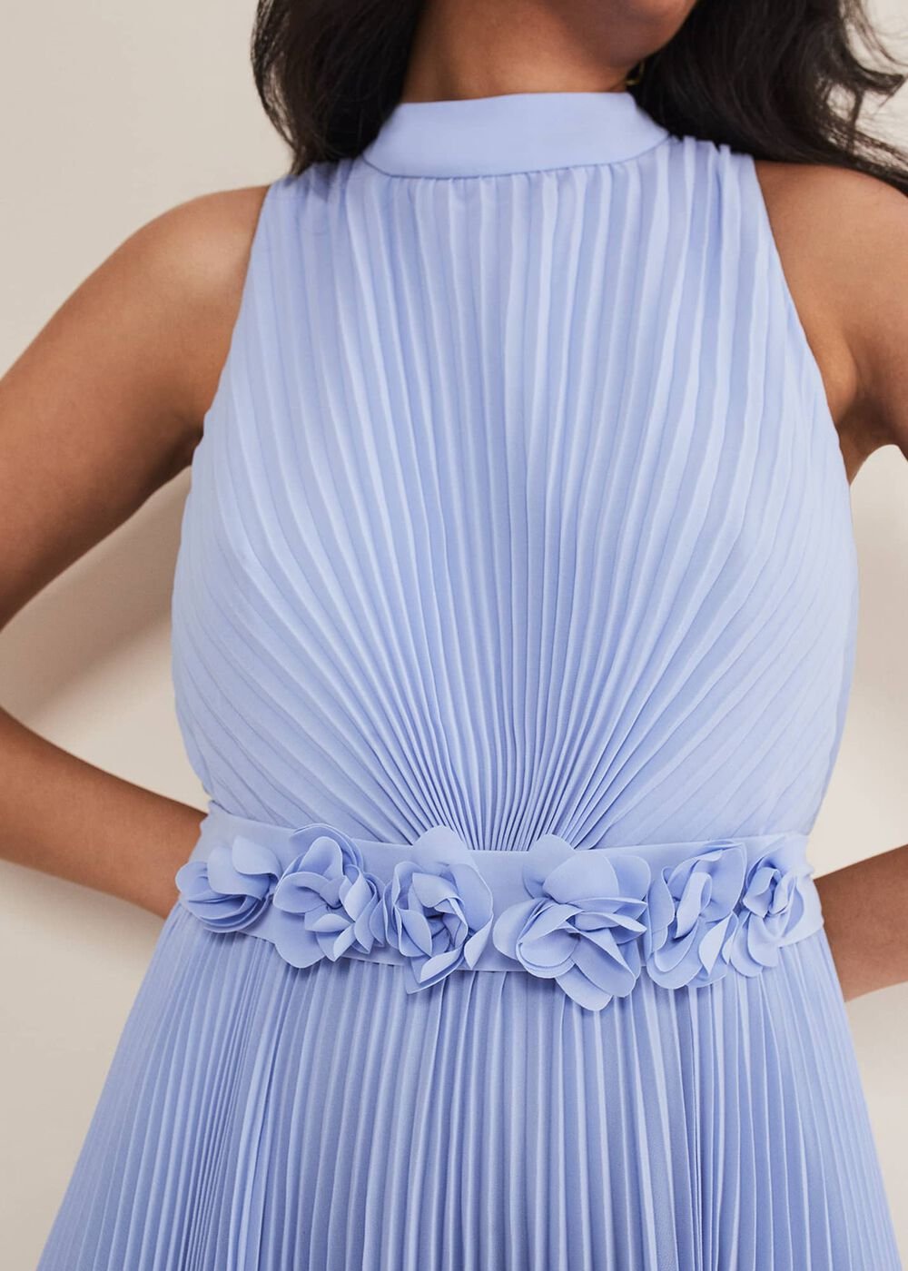 Petite Simara Pleated Midi Dress - Cornflower