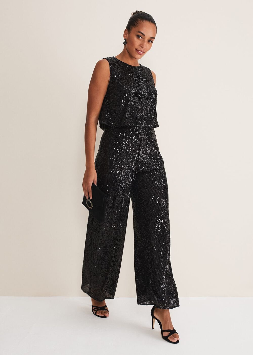 Aubrey Striped Wide Leg Jumpsuit - Black