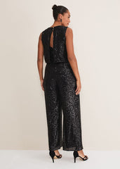 Aubrey Striped Wide Leg Jumpsuit - Black