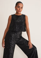 Aubrey Striped Wide Leg Jumpsuit - Black