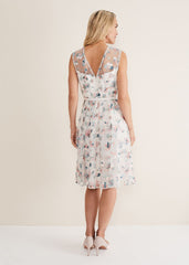 Leighton Floral Embroidered Midi Dress - Pale Petal/ Multi