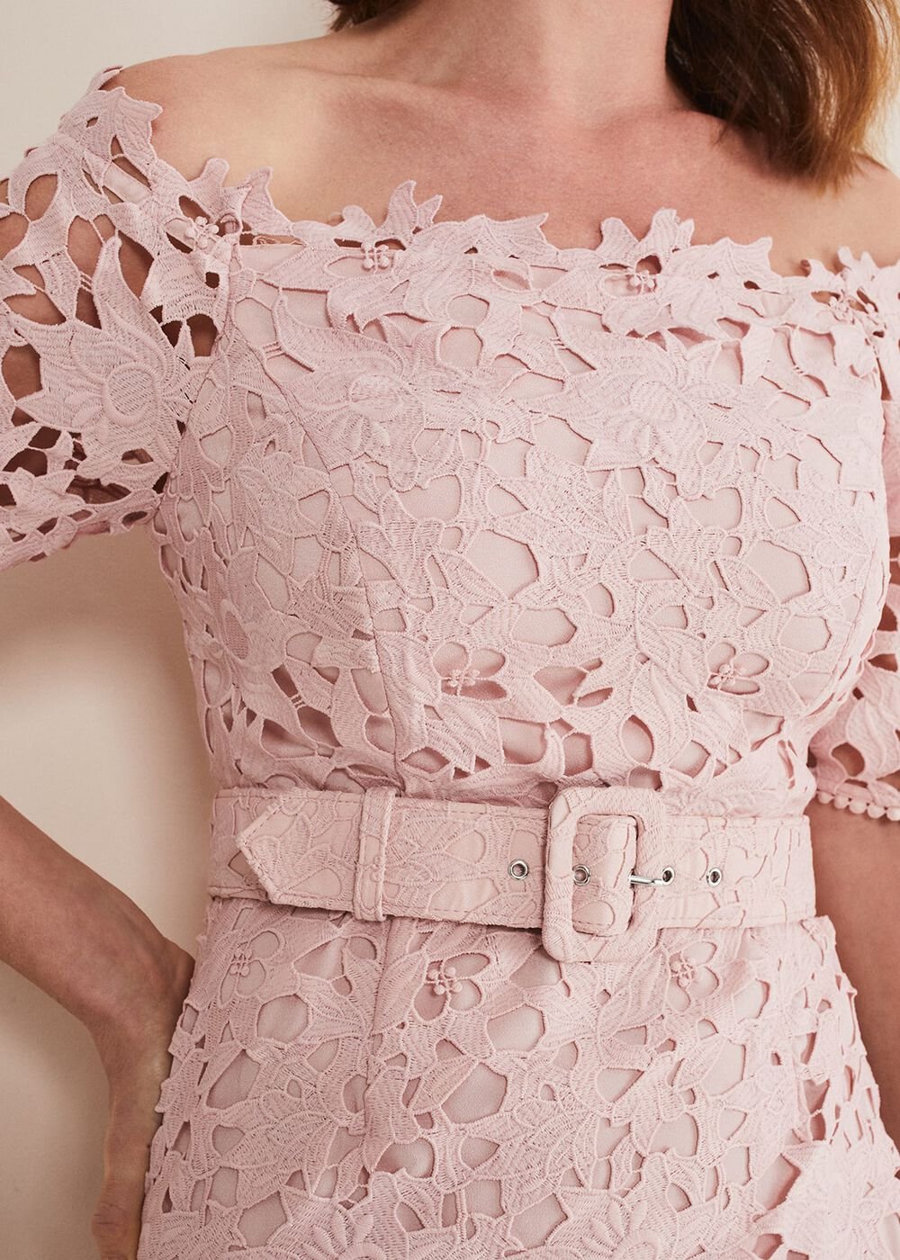 Tallulla Lace Bardot Maxi Dress - Petal Pink