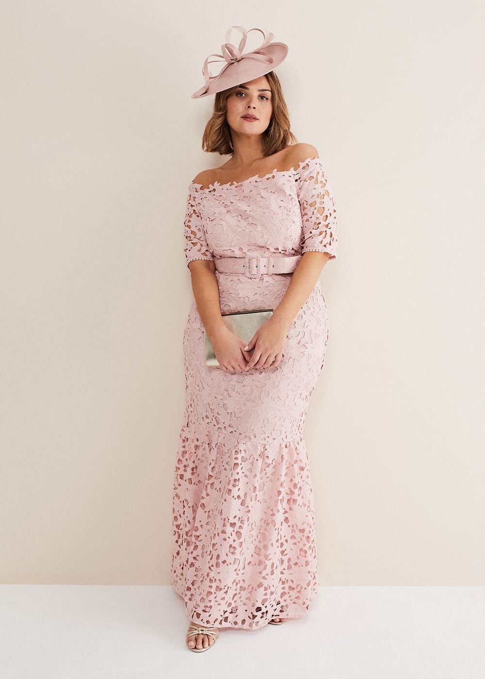Tallulla Lace Bardot Maxi Dress - Petal Pink