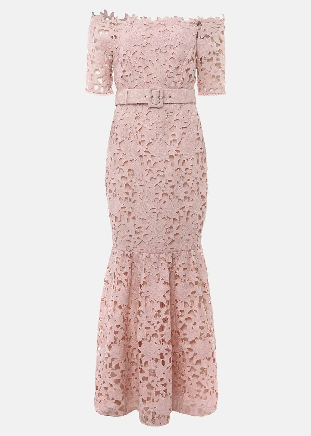 Tallulla Lace Bardot Maxi Dress - Petal Pink
