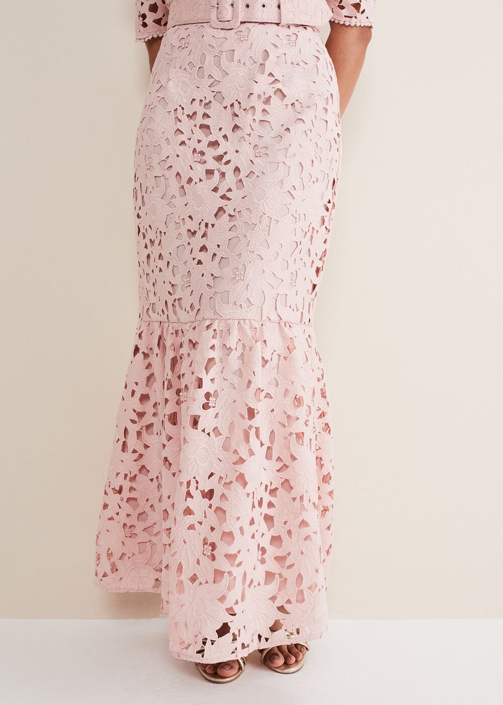 Petite Tallula Lace Bardot Maxi Dress - Petal Pink