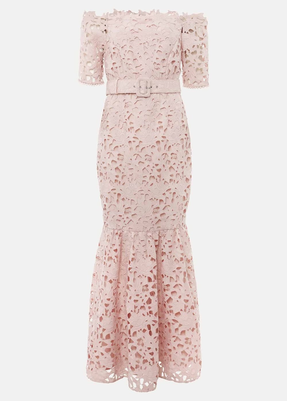 Petite Tallula Lace Bardot Maxi Dress - Petal Pink