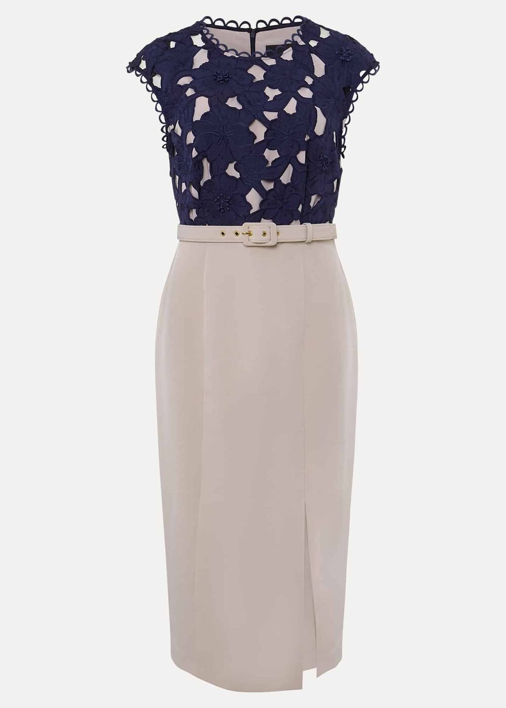 Zita Lace Sleeveless Dress - Latte/Navy