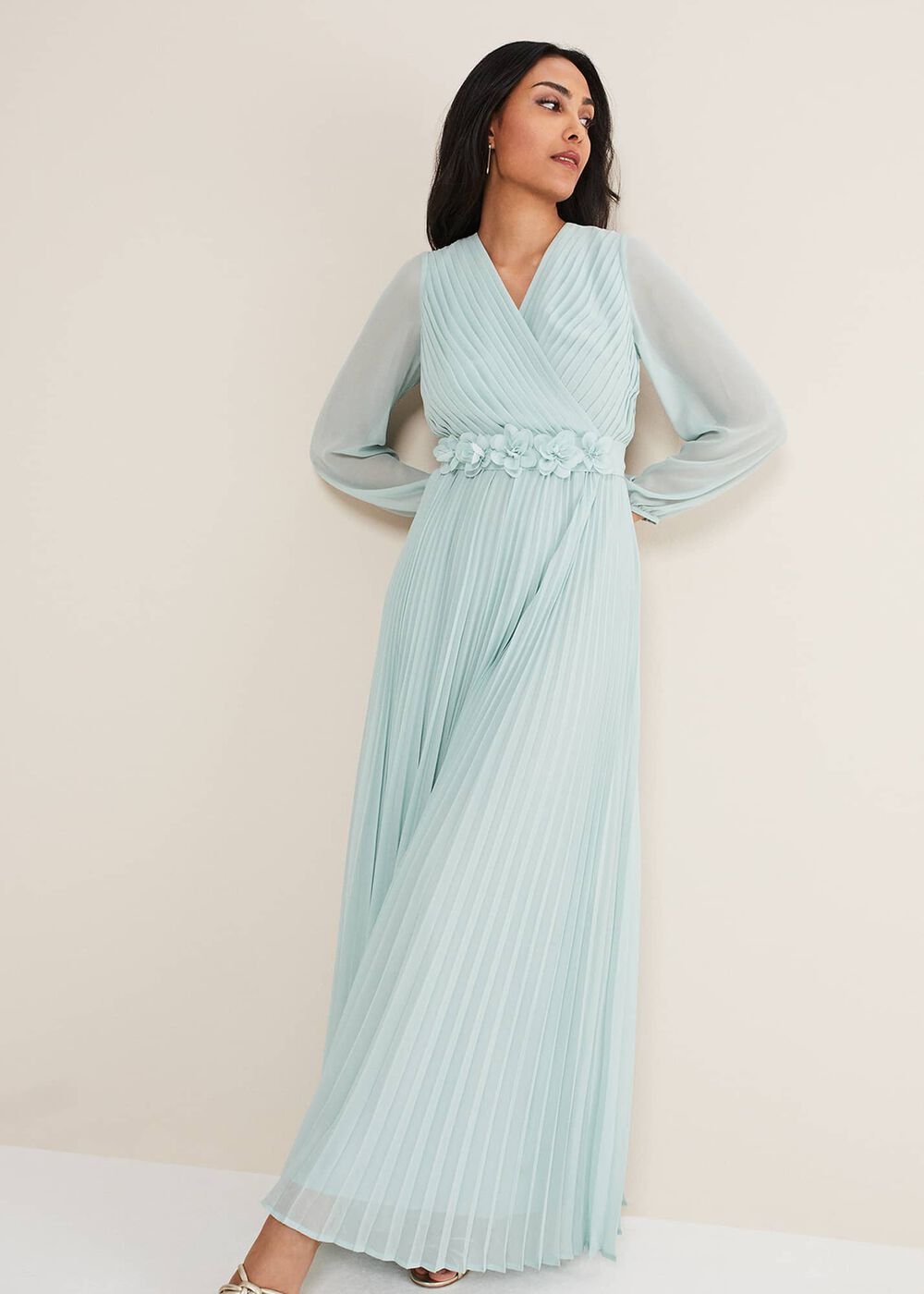 Petite Alecia Pleated Maxi Dress - Peppermint