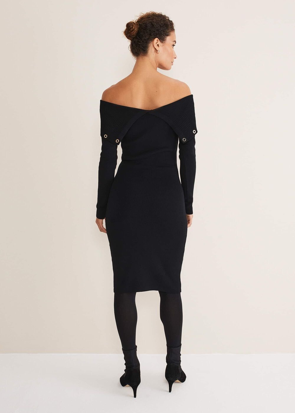 Mirelle Bodycon Bardot Midi Dress - Midnight