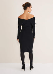 Mirelle Bodycon Bardot Midi Dress - Midnight