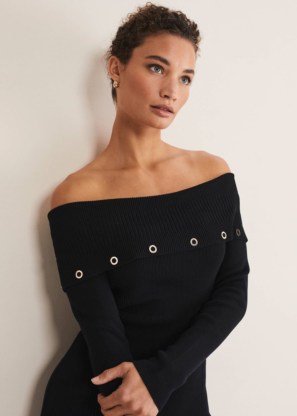 Mirelle Bodycon Bardot Midi Dress - Midnight