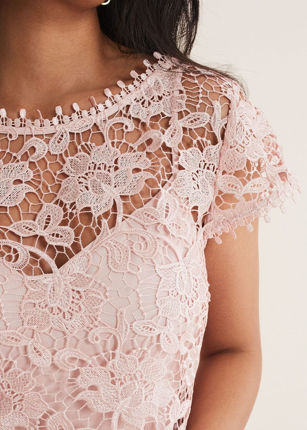Petite Michelle Lace Pleated Maxi Dress - Antique Rose