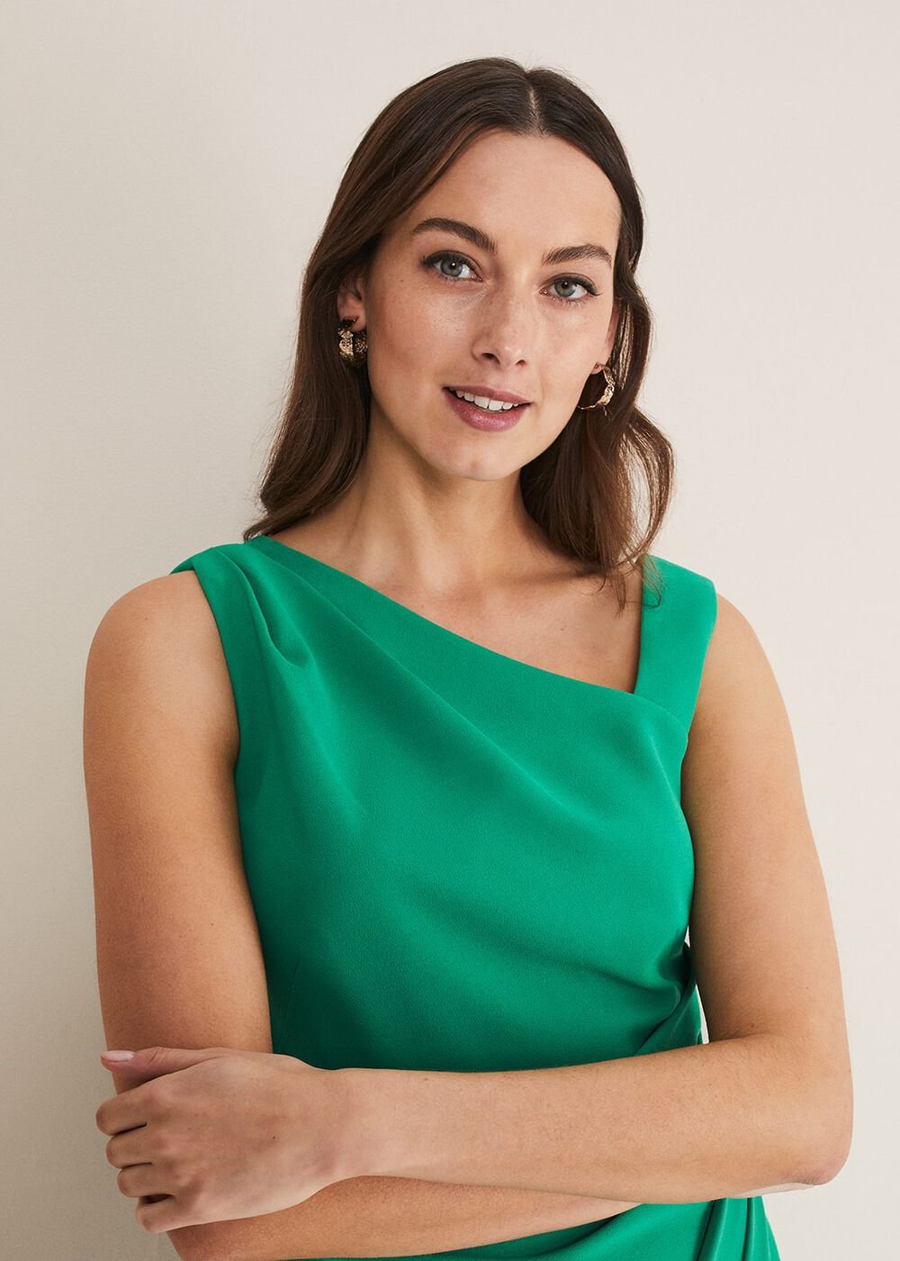 Emmie Asymmetric Hem Dress - Bright Green