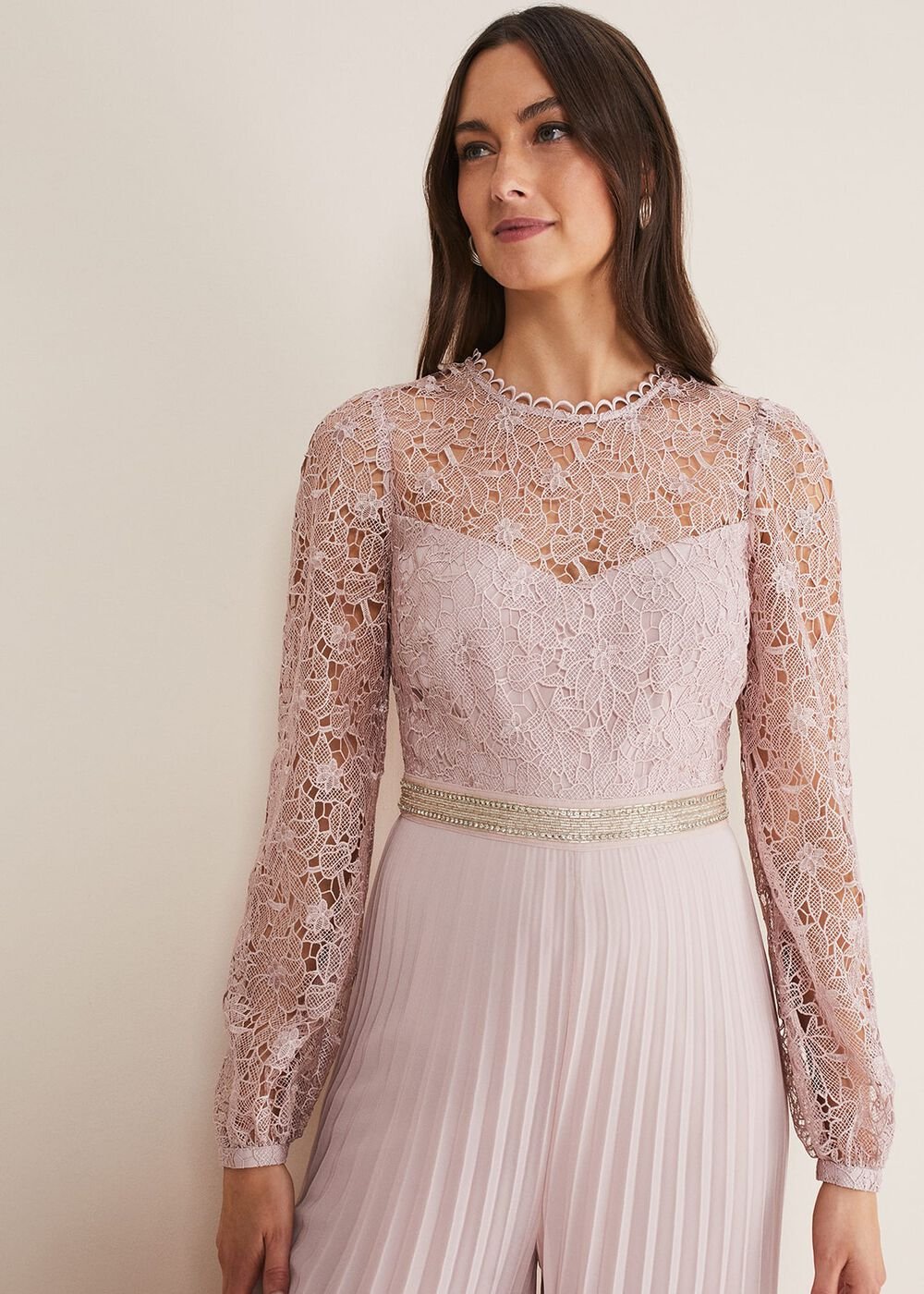 Isla Lace Wide Leg Jumpsuit - Antique Rose