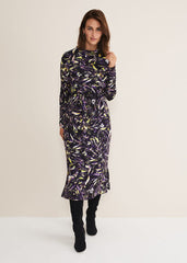 Zenobia Printed Jersey Dress - Blue/Chocolate