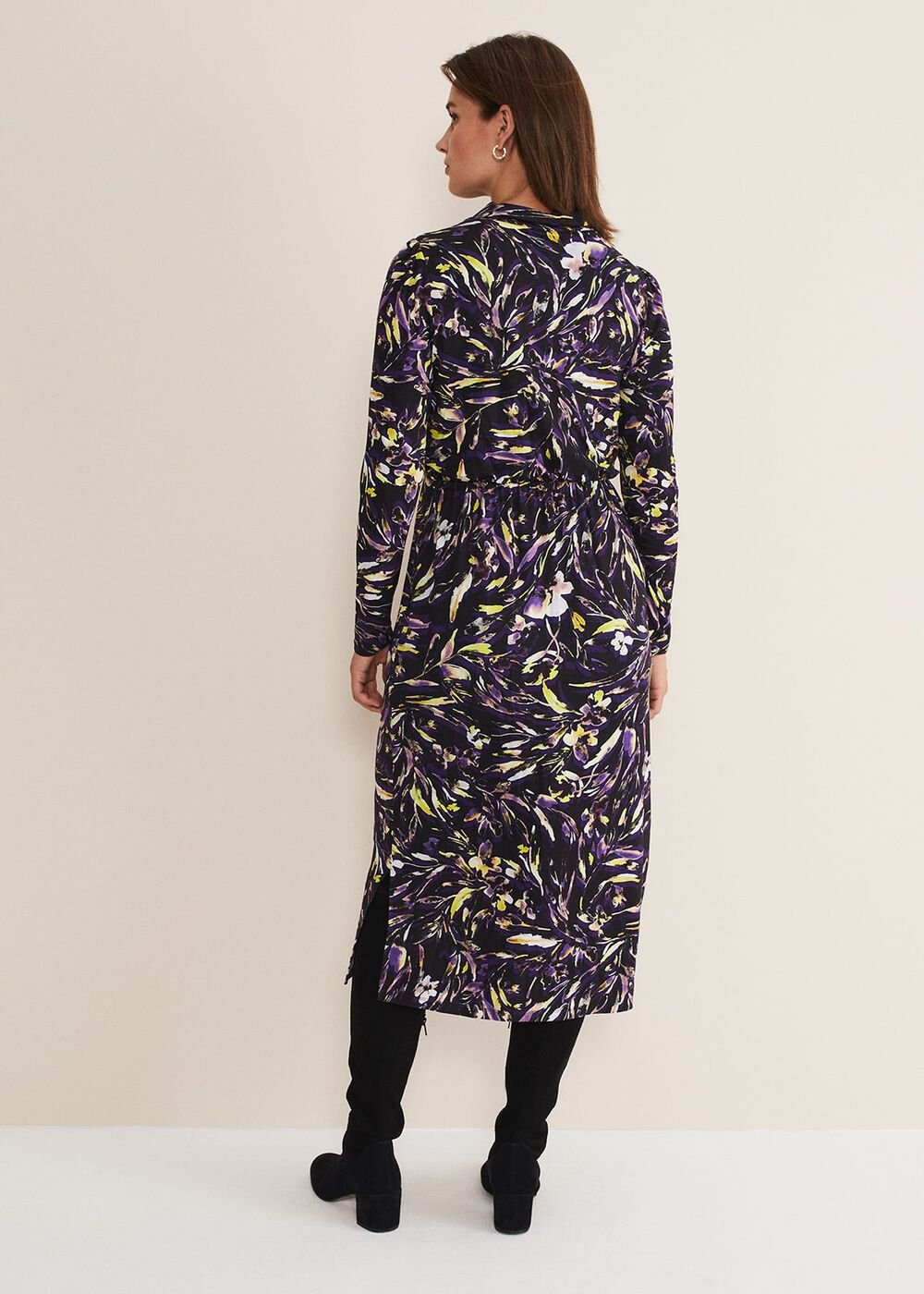 Zenobia Printed Jersey Dress - Blue/Chocolate
