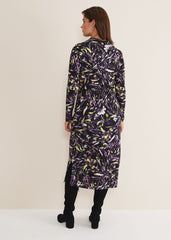 Zenobia Printed Jersey Dress - Blue/Chocolate