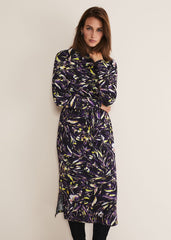 Zenobia Printed Jersey Dress - Blue/Chocolate