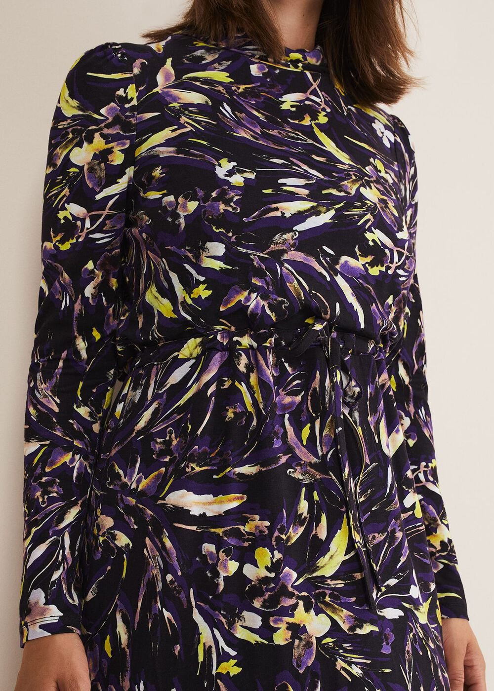Zenobia Printed Jersey Dress - Blue/Chocolate