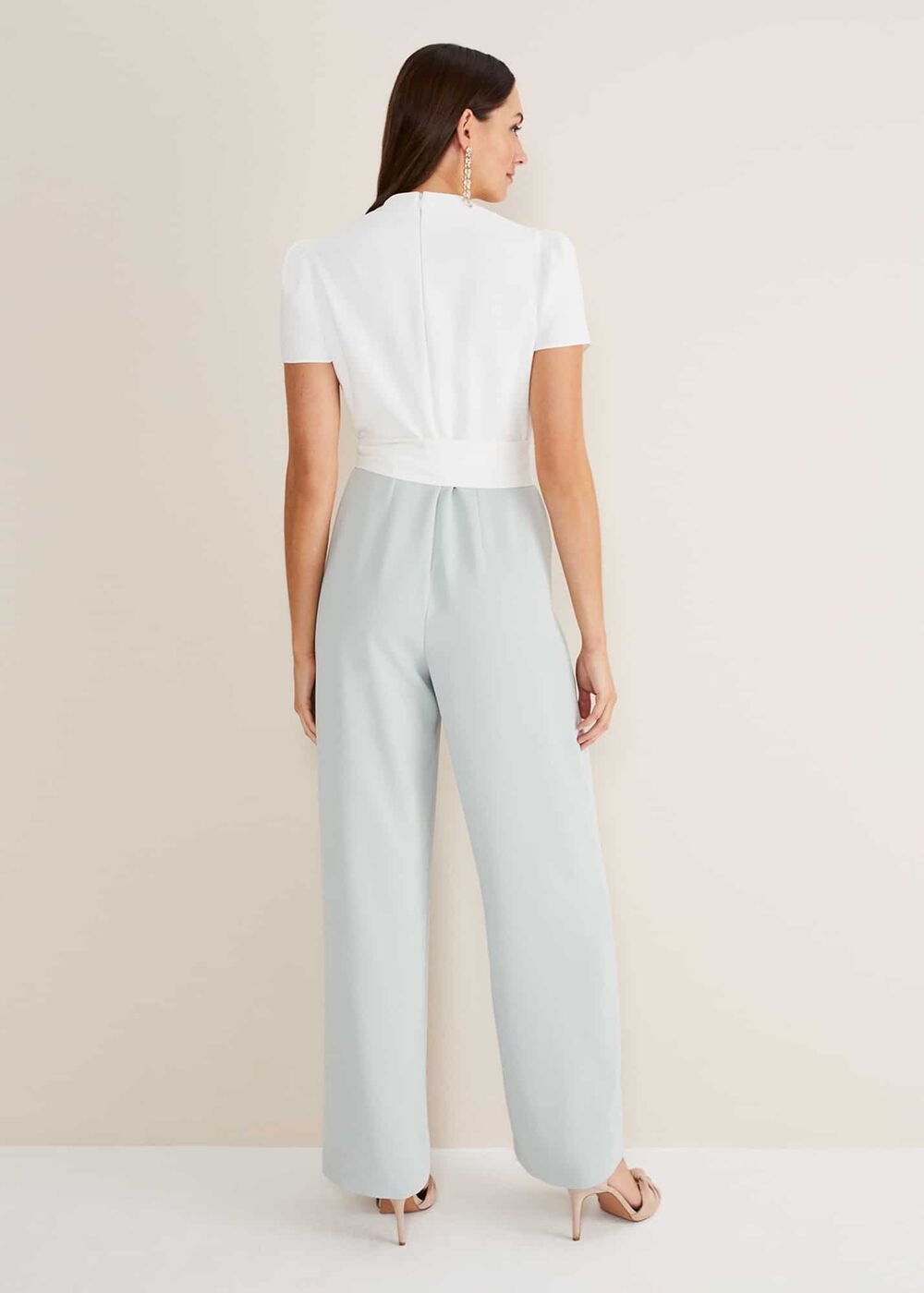 Eloise Wide Leg Jumpsuit - Eau De Nil/Ivory