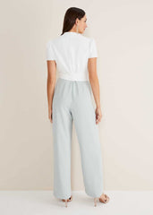 Eloise Wide Leg Jumpsuit - Eau De Nil/Ivory