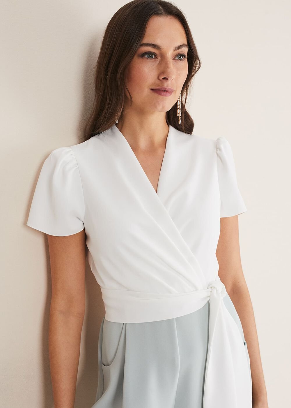 Eloise Wide Leg Jumpsuit - Eau De Nil/Ivory