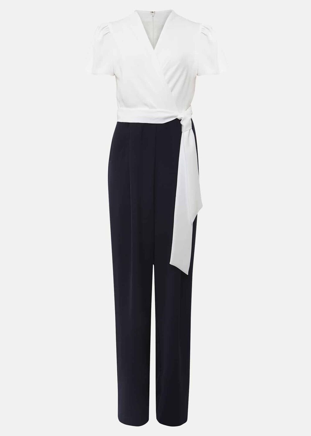 Eloise Wide Leg Jumpsuit - Ivory/Navy