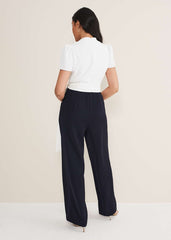 Petite Eloise Wide Leg Jumpsuit - Ivory/Navy