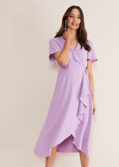 Julissa Ruffle Wrap Midi Dress - Crocus