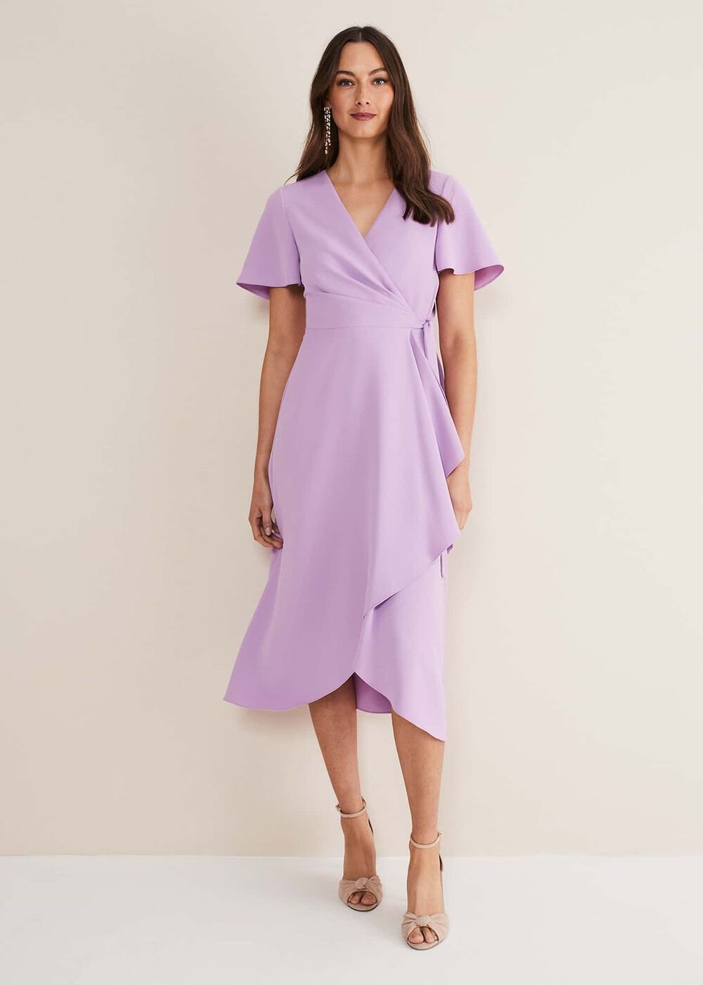 Julissa Ruffle Wrap Midi Dress - Crocus