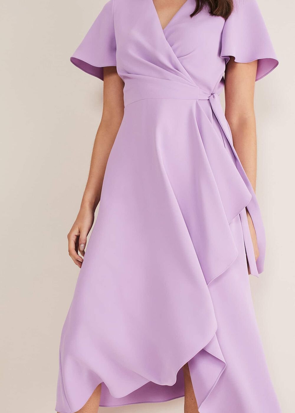 Julissa Ruffle Wrap Midi Dress - Crocus