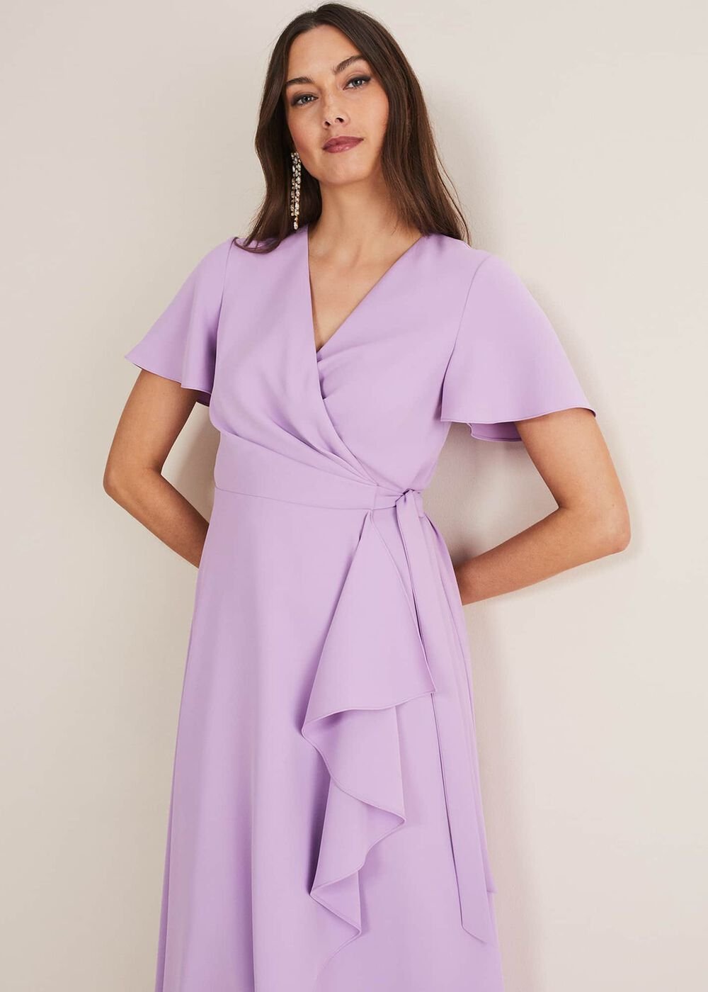 Julissa Ruffle Wrap Midi Dress - Crocus