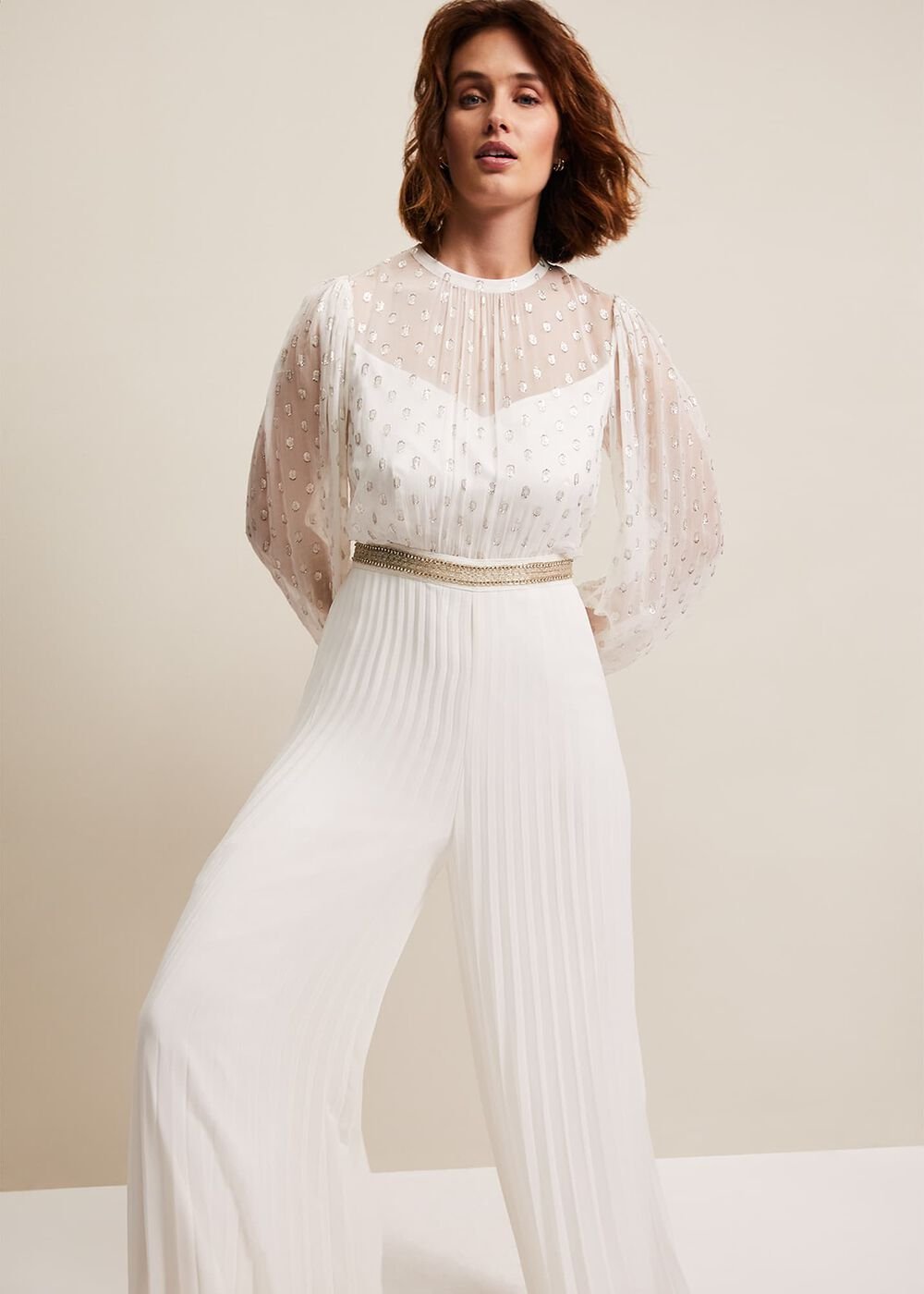 Larissa Pleated Jumpsuit - Ivory