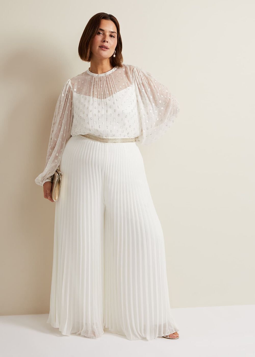 Larissa Pleated Jumpsuit - Ivory