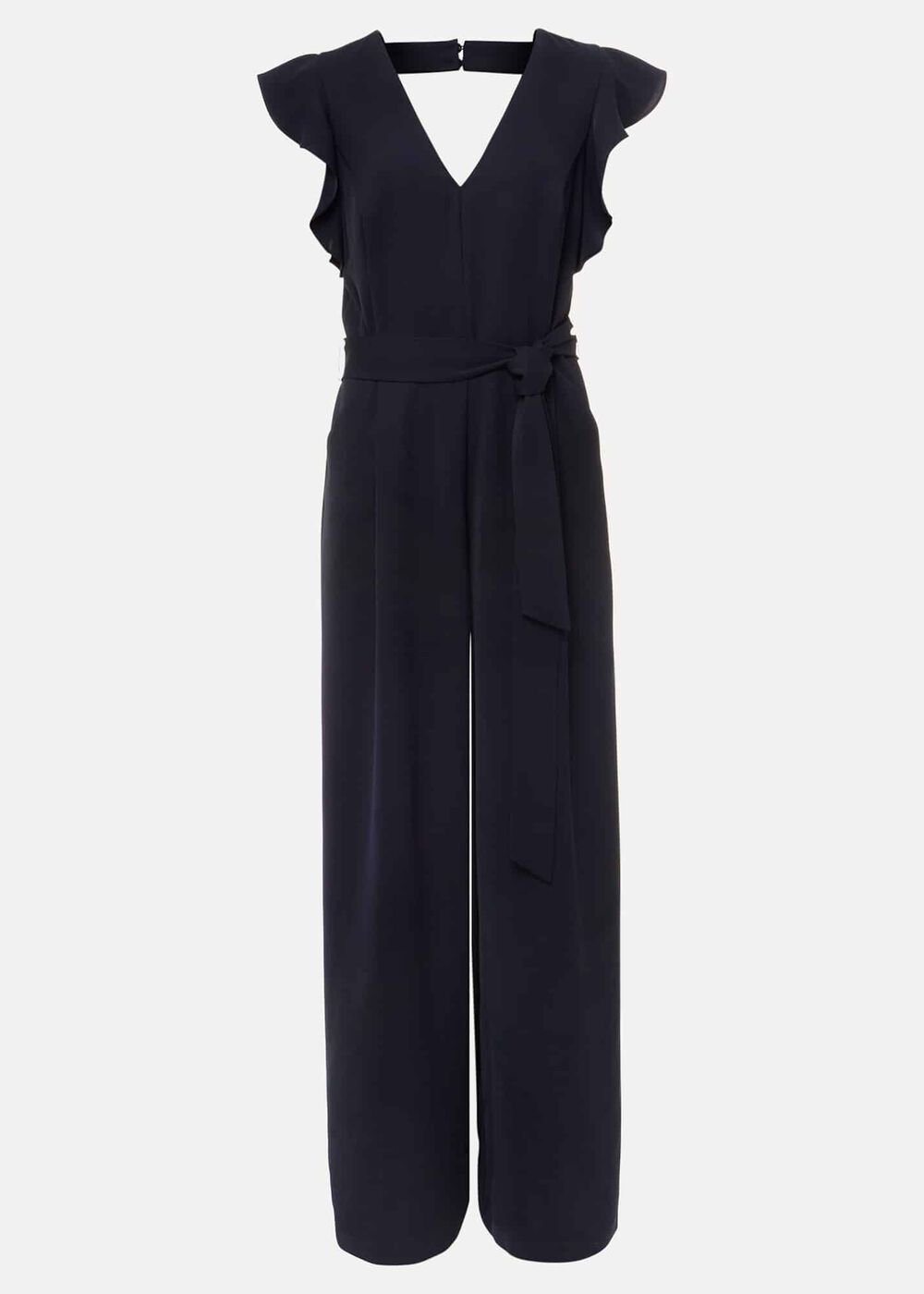 Kallie V Neck Frill Jumpsuit - Navy