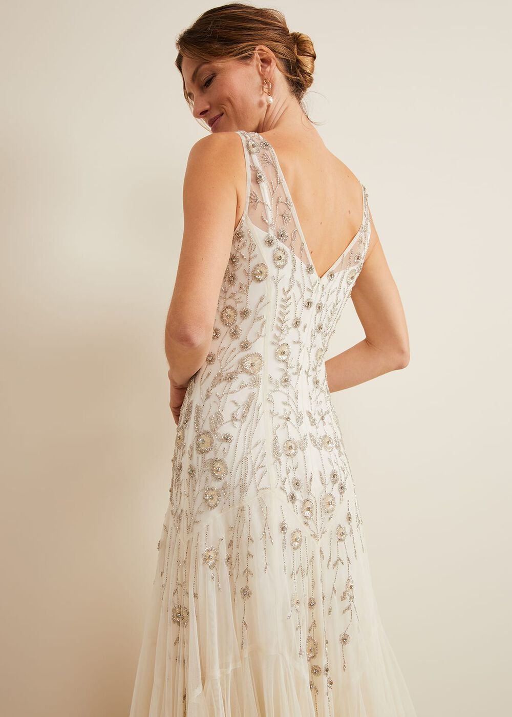 Milana Beaded Tulle Maxi Wedding Dress - Parchment