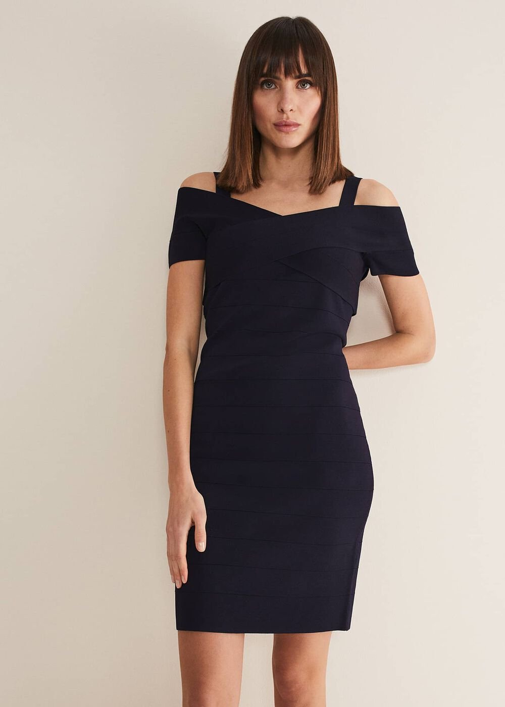 Zella Knitted Bandage Dress - Navy