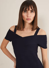 Zella Knitted Bandage Dress - Navy