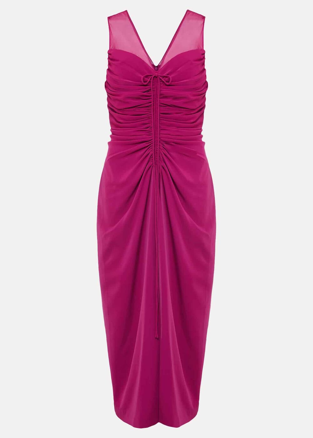 Leah Ruched Midi Dress - Magenta