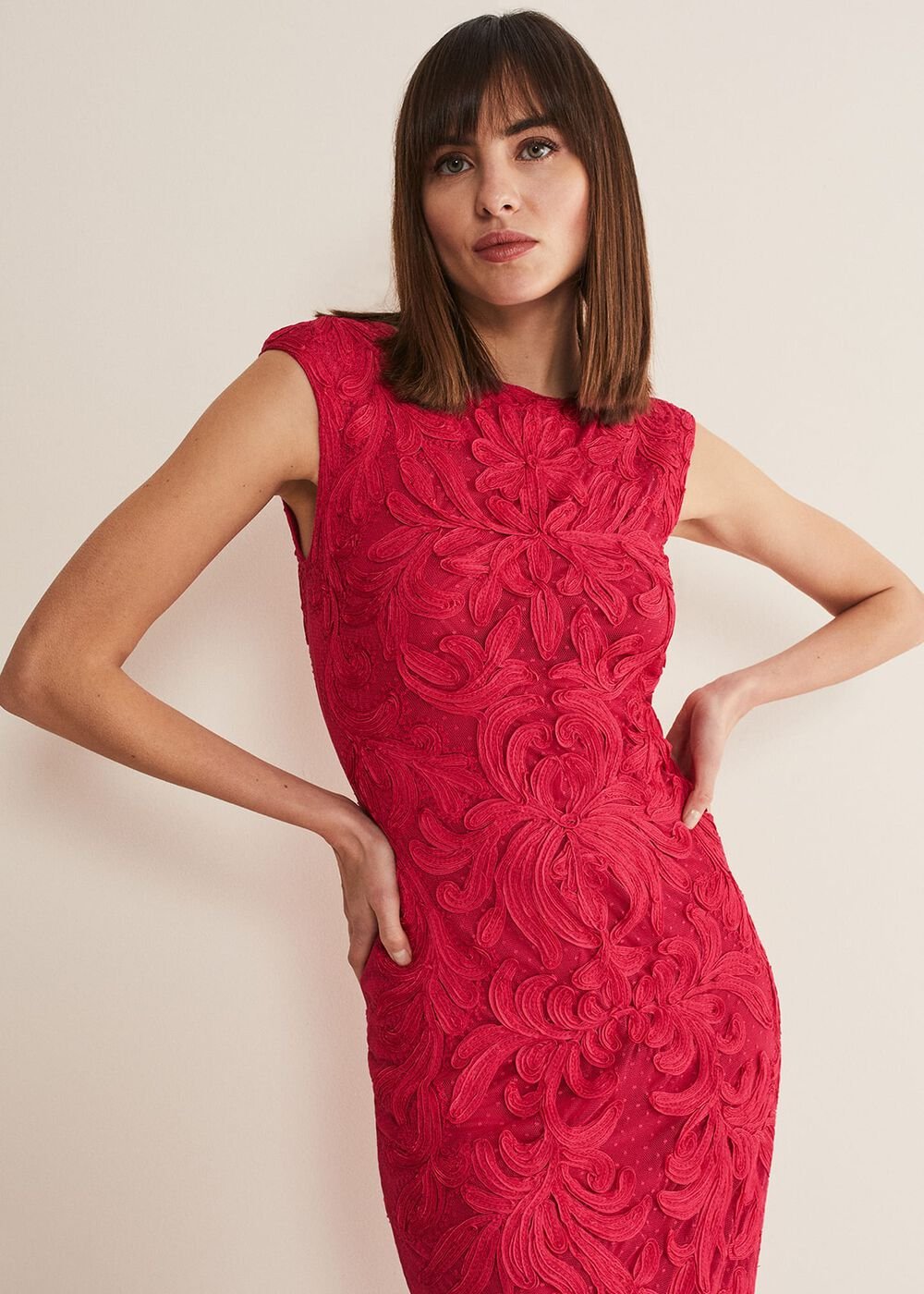 Tania Tapework Mini Dress - Raspberry