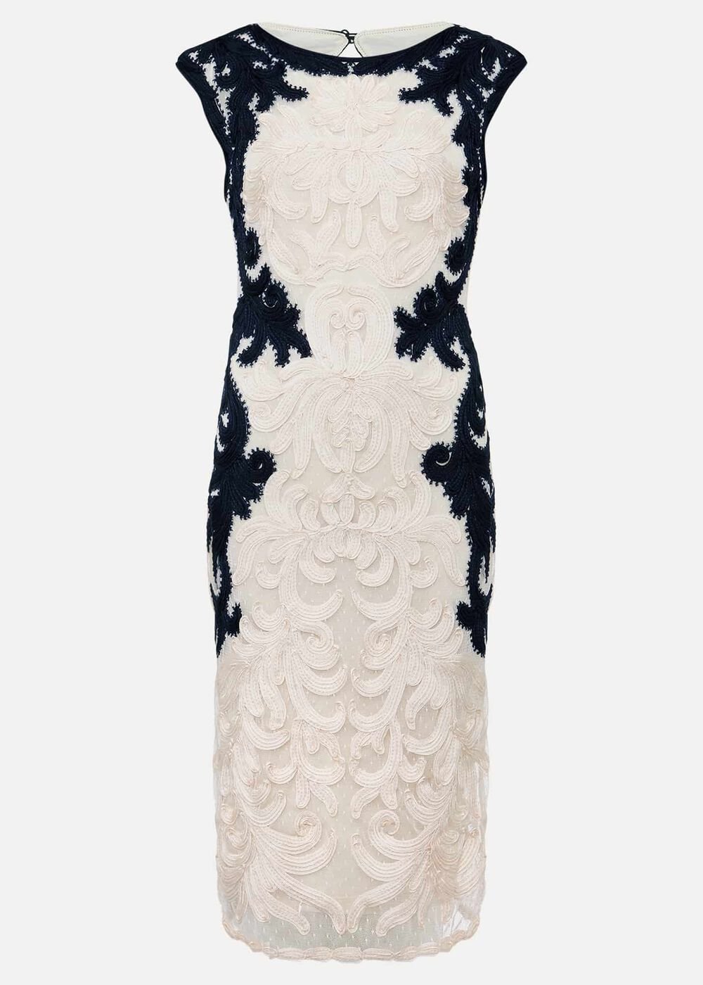 Salima Tapework Dress - Navy/Ivory
