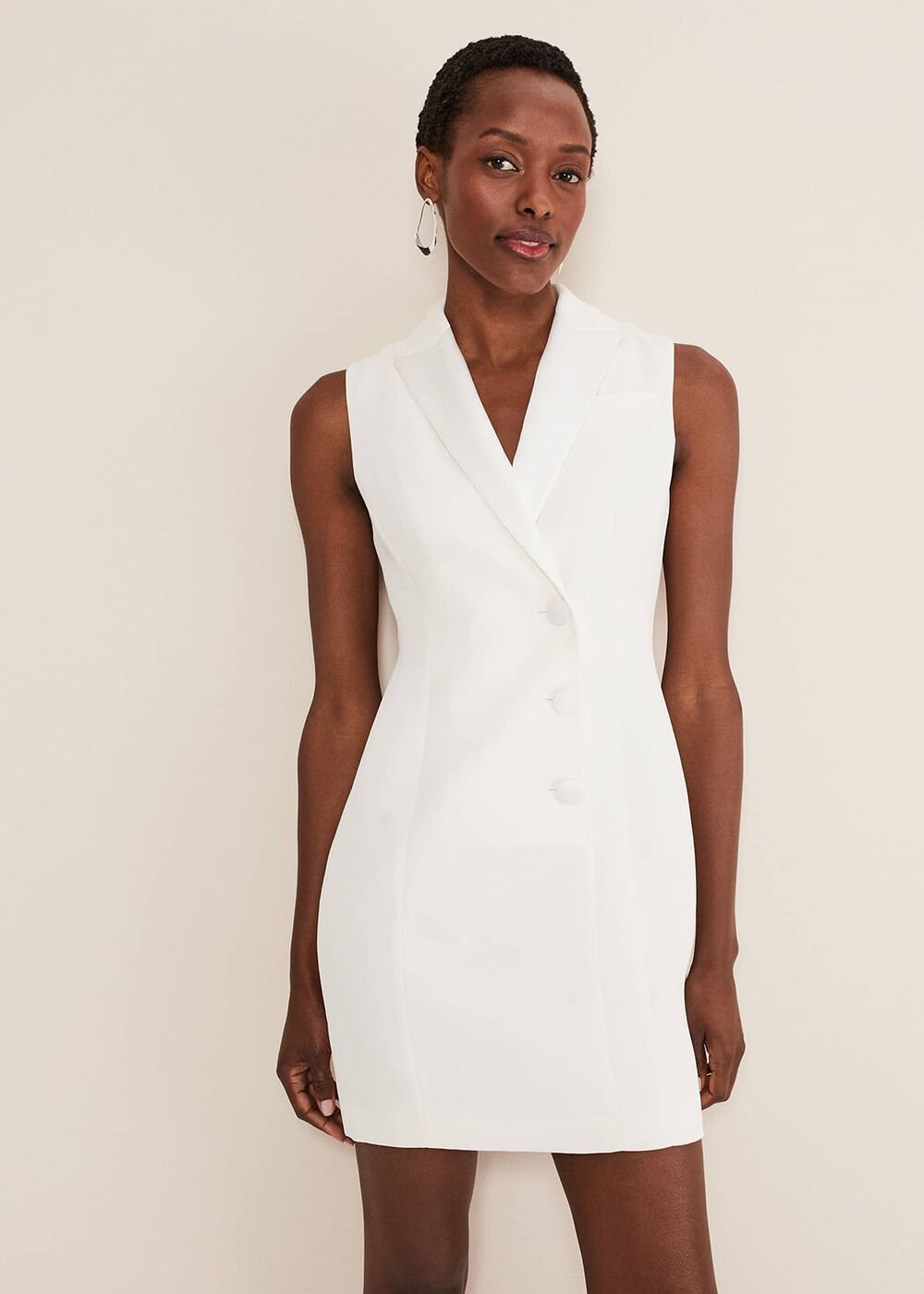 Lolicia Sleeveless Tux Dress - White