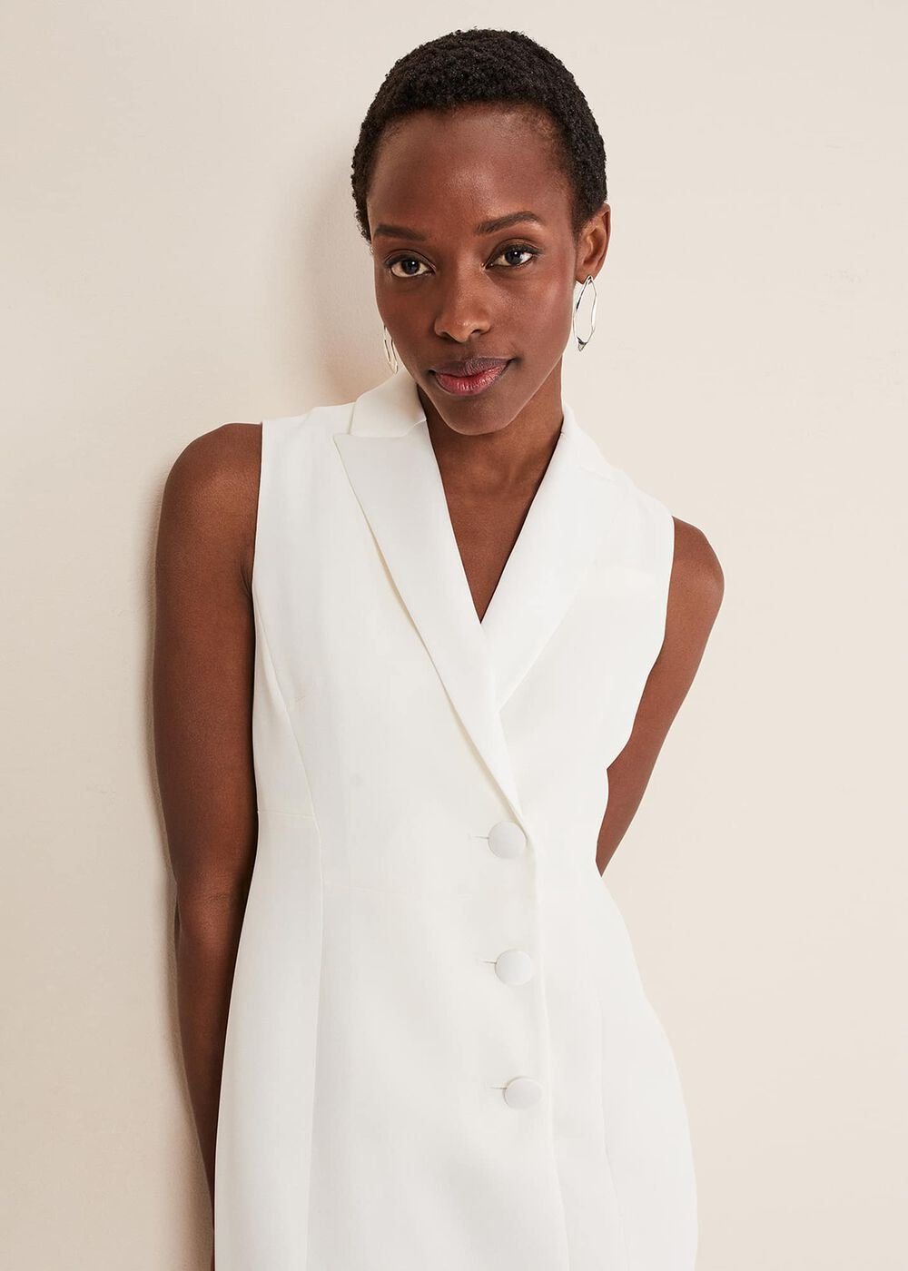 Lolicia Sleeveless Tux Dress - White