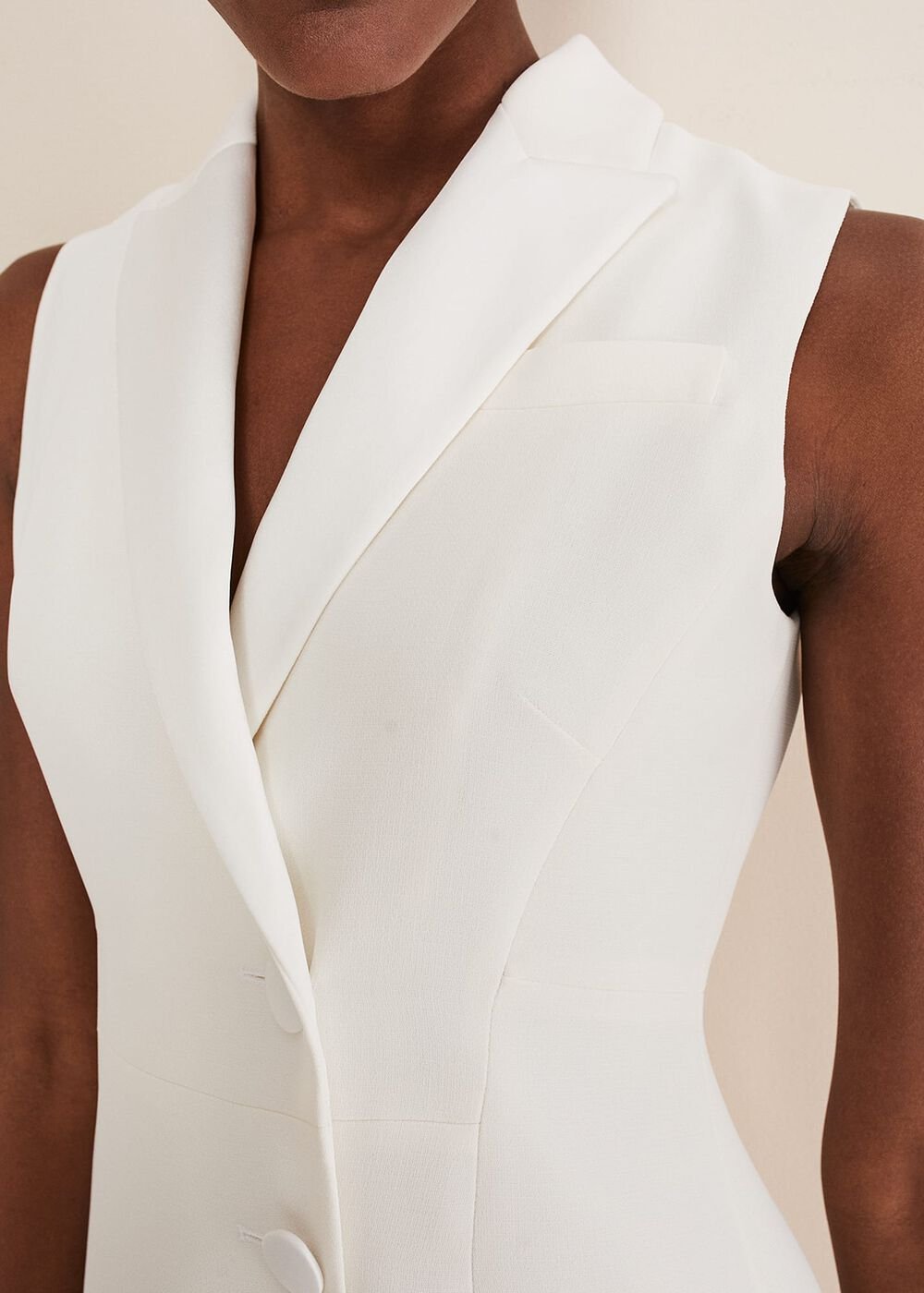 Lolicia Sleeveless Tux Dress - White