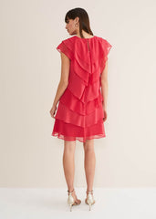 Sage Pleated Ruffle Mini Dress - Raspberry