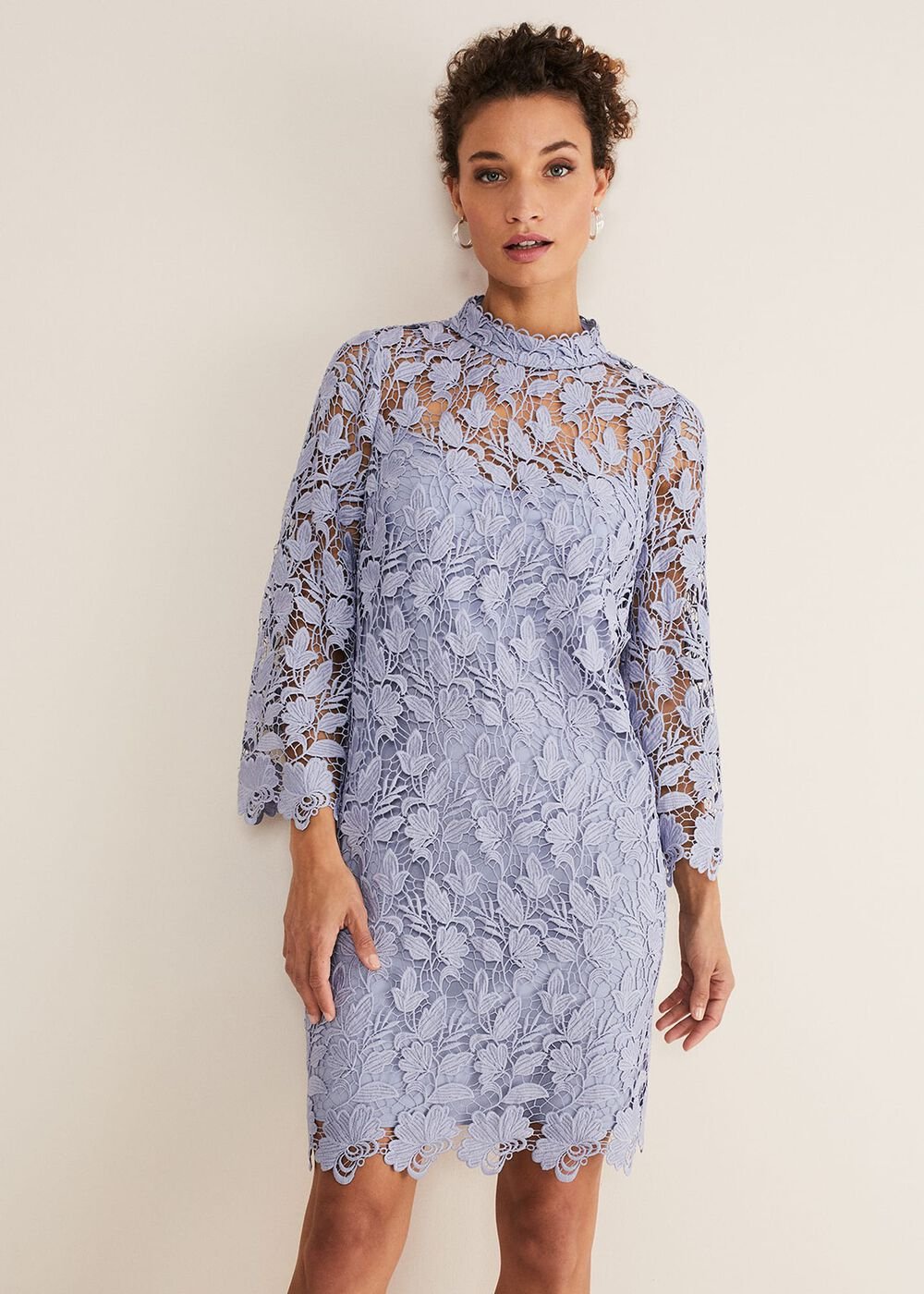Verity Floral Lace Dress - Cornflower