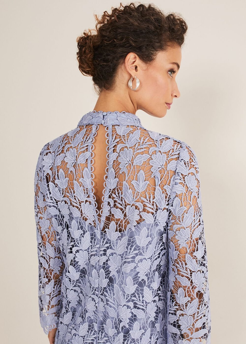 Verity Floral Lace Dress - Cornflower