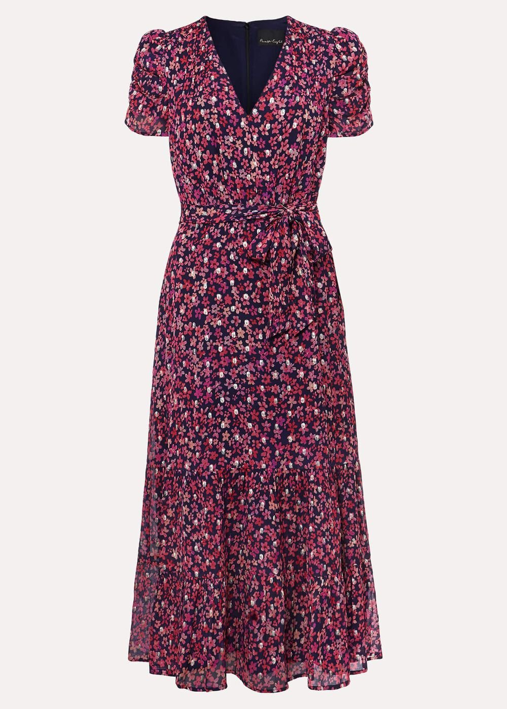 Azalea Ditsy Short Sleeve Midi Dress - Pink/Multi