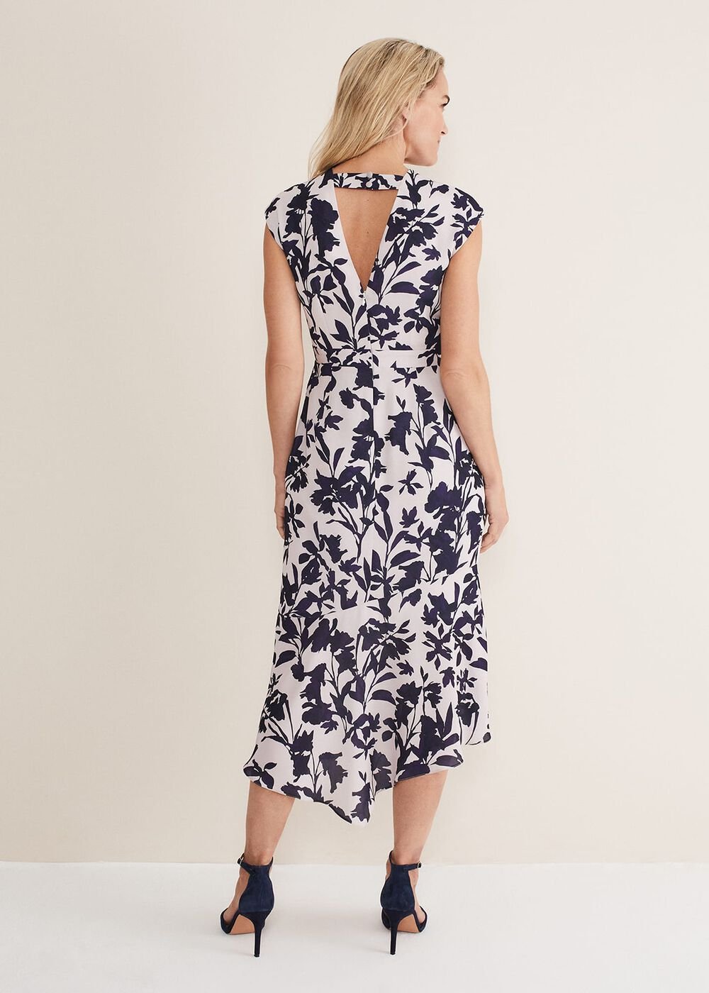 Willow Floral Cowl Neck Midi Dress - Latte/Multi