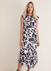 Willow Floral Cowl Neck Midi Dress - Latte/Multi